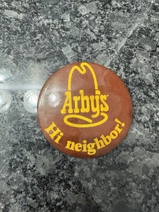 Vintage Arbys Commemorative Pin Button Hi Neighbor 1979 Collectible Fast Food - Picture 1 of 3
