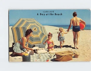 Postkarte Ein Tag am Strand Grüße aus Colonial Beach Virginia USA - Bild 1 von 2
