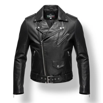 Chaqueta de motociclista de cuero negra Vera Pelle para mujer hecha en Italia talla 42 Foto 1 de 4