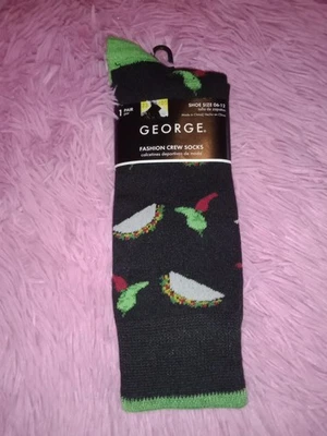 Calcetines George de moda para hombre tacos de comida chiles talla de zapato 6-12 Foto 1 de 4
