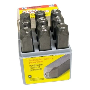 Number Stamp Set 1/2in Metal Punch Tool Wood Leather Brass Steel Hand Held 9pc - Picture 1 of 3