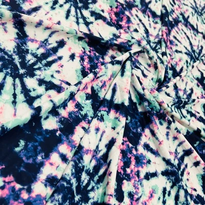 Tie Dye Purple and Blue Print Nylon Spandex Fabric Stretch Spandex by the yard - Image 1 of 4