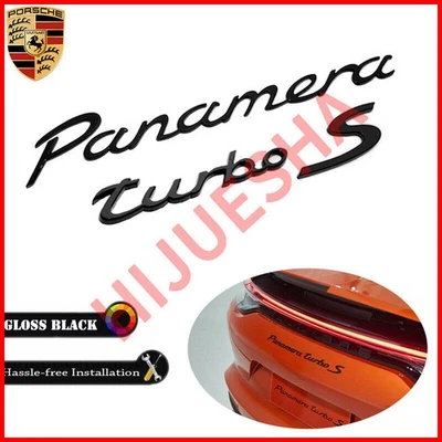 2x Juego de emblemas de insignia trasera negro brillante Porsche Panamera Turbo S Look Deck tapa Foto 1 de 4