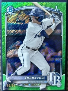 Emilien Pitre 2025 Bowman Chrome Green Shimmer Refractor 69/99 Rays BCP-83 - Picture 1 of 2