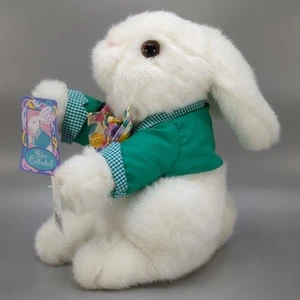 Peter Cottontail Stuffed Plush Bunny Rabbit with Green Jacket Multicolor Bowtie - Picture 1 of 10
