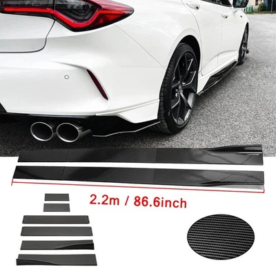 For Acura TLX ILX Carbon Fiber 86.6inch Side Skirt Extensions Rocker Panel Foto 1 de 4