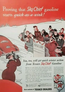 Anuncio impreso de pared efímero de colección Gluyas Williams Texaco 1942 decoración - Imagen 1 de 1