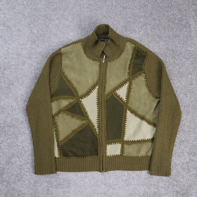 Abrigo suéter tejido panel gamuza sintética cremallera completa verde medio Rochelle de colección para mujer Foto 1 de 4