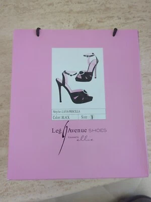 Black 5" Sandal With Rhinestone Heart And 1" Platform Size 9 Brand New - Image 1 of 4