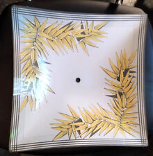GLASS CEILING LIGHT SHADE, 1959. WHITE & BUTTER YELLOW. NEAR-MINT CONIDITION
