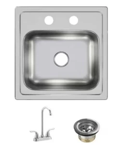 NEW Elkay HD320874LFR Drop-in Stainless Steel 15 inch Single Bowl Bar - Picture 1 of 4