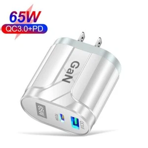 65W GaN USB Tipo C Caricabatteria da Parete Veloce PD QC3.0 Adattatore per MacBook iPhone Samsung - Foto 1 di 12