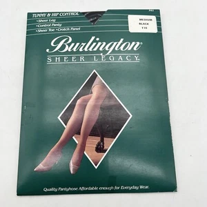 NOS Burlington Sheer Legacy Tummy & Hip Control Pantyhose Size Medium T10 Black - Picture 1 of 3