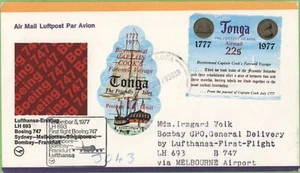 Tonga 1977 Lufthansa Boeing 747 First Flight Cover Melbourne - Bombay, India - Picture 1 of 2