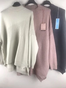 NEW BILLI SOFT OVERSIZED RIBBED JUMPER SWEATER PULLOVER TOP UK 10 - 14 US 8 -10 - Foto 1 di 33