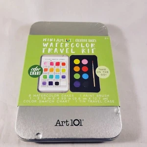 Art 101 Mini Watercolor Travel Kit - 8 Colors + Brush - New - Picture 1 of 1