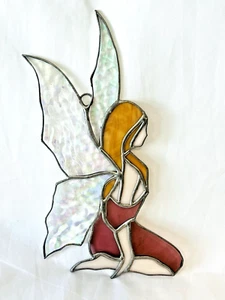 MCM Fairy Girl Leaded Stained Glass Ornament Hanger Sun-catcher 5” W X 9-1/2” H - Picture 1 of 8
