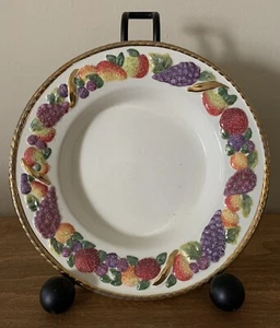 Avon Ivory 8.25" Plate Vintage Embossed Frosted Fruit Gold Trim Food or Display - Picture 1 of 7