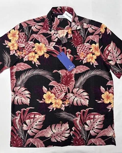 Caribbean Men Shirt Top Large Silk Blend Button Short Sleeve Hawaiian Pink $79 - Picture 1 of 11