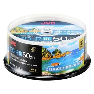 JVC Single Recording Blu-ray Disc BD-R DL 50GB Single Side 2 Layer 30 Discs