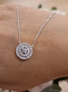 2Ct Round Cut Lab Created Diamond Circle Cluster Pendant 14K White Gold Plated - Picture 1 of 6