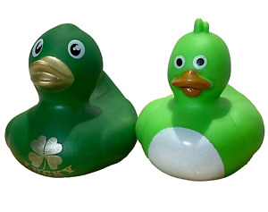 Rubber Ducky Lucky Duck Shamrock Luck Green Gold Duck Jeep Ducking Game Toy 2.5"
