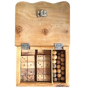 French Vintage Marble And Domino Game Set Wooden Domino And Marble In Wooden Box