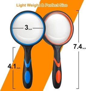 2 10X Vergrößerungsglas Handlupe Senioren Lesen 3" Vergrößerungslupe Schleife - Bild 1 von 24