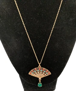 Goldkette "Fan Anhänger" mit farbigen Steinen - Neu - Bild 1 von 4