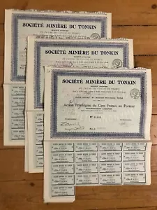 Konvolut 20 Aktien: Bergbaugesellschaft von TONKIN (INDOCHINA) (A) - Bild 1 von 1