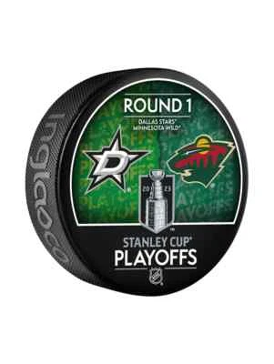 2023 Stanley Cup Playoffs RD 1 Dallas Stars vs Minnesota Wild Hockey Puck - Image 1 of 2