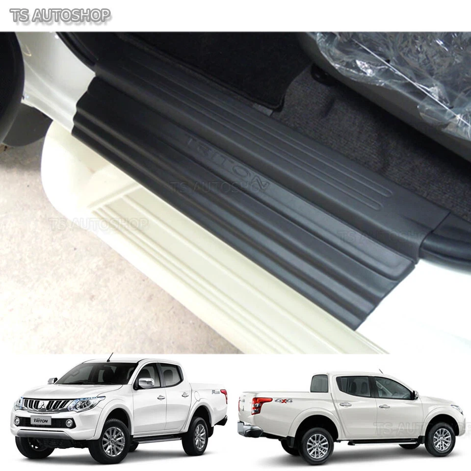 Matte Black Sill Scuff Plate 4Dr Cover Mitsubishi L200 Triton UTE 2015 2016 2017 Foto 1 de 4