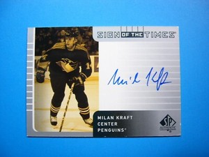 2001/02 UPPER DECK SP SIGN OF THE TIMES NHL CARD #MK MILAN KRAFT AUTO AUTOGRAPH