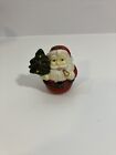 Porcelain Hinged Trinket Box Santa Claus Christmas Holding A Tree And His Pipe