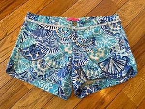Pantalones Cortos Lilly Pulitzer Adie Media Cáscara Turquesa/Azul 100% Algodón Para Mujer Talla 6” - Imagen 1 de 12