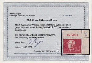 RDA 1950 Mi.Nr. 254 cc rojo oscuro nuevo ** picado borde esquina foto hallazgo BPP - Imagen 1 de 3