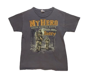 Delta Pro Wt Youth S 6-7 T Shirt Gray My Hero Wears Hunting Boots I Call Him Dad - Picture 1 of 9