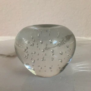 Klar Kunstglas Apfel Briefbeschwerer Bullicante Murano Stil kontrollierte Blasen - Bild 1 von 7