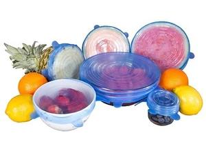 Silicone Stretch Lids - Reusable Bowl Lid Food Covers - Set of 6 - Picture 1 of 7