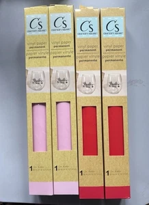 Crafter's Square Permanent Vinyl Paper 12x48 Glossy Red Pink Lot - Picture 1 of 2