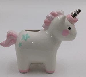 Unicorn Bank Pink Mane And Tail Gold Horn. Small 6"X5.5". - Picture 1 of 5