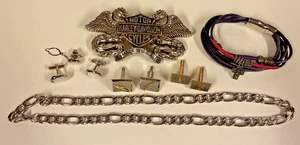 Herren Modeschmuck & Zubehör Konvolut mit Manschettenknöpfen Armbänder Gürtelschnalle + - Bild 1 von 20