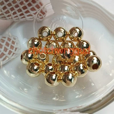 50 piezas de cuentas sueltas de la suerte de oro amarillo sólido puro de 14K para pulsera cadena hágalo usted mismo de 8 mm Foto 1 de 4