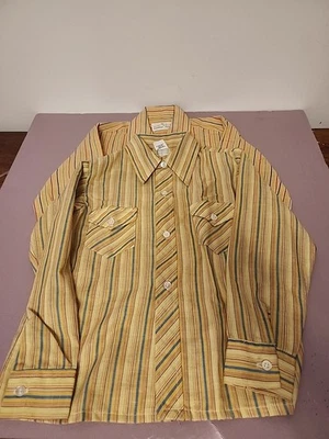Camisa Vintage Años 70 Niños 6 Cuello Mariposa Rayas Conjunto De 2 Amarillas Manga Larga  Foto 1 de 4