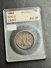 1804 Draped Bust Half Cent Crosslet 4 Stems AU++ Type Coin ACG Accugrade Holder