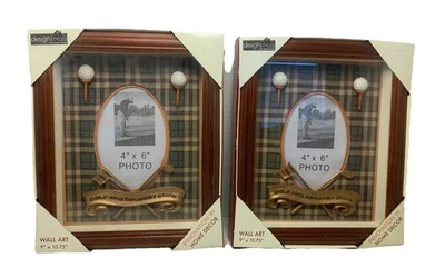 "Par de marcos de madera de club de campo y golf estilos de diseño ovalados fotos de 4x6"" nuevos en stock" Foto 1 de 4