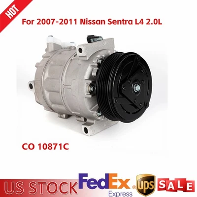 AC Compressor W/Clutch FOR 2007 2008 2009 2010 2011 Nissan Sentra 2.0L CO 10871C - Image 1 of 4