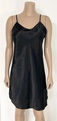 Винтажная черная атласная ночная рубашка Vanity Fair классический тонкий ремешок размер 36/средний - Изображение 1 из 4