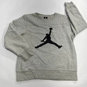 Nike Air Jordan Youth Boys Large 12-13 Yrs Quilt Top Gray Pullover Sweatshirt - Picture 1 of 6