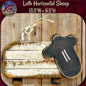 13.5"W Primitive Country Folk Art WOOD LATH SHEEP Hanging Wall Plaque - Picture 1 of 3